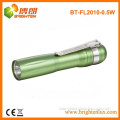 Factory Bulk Sale Promotional Aluminum Bright Pocket Size 1AA Dry Battery Powered Small 1w led mini Torch with Clip